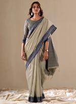 Pure Cotton Grey Party Wear Weaving Saree